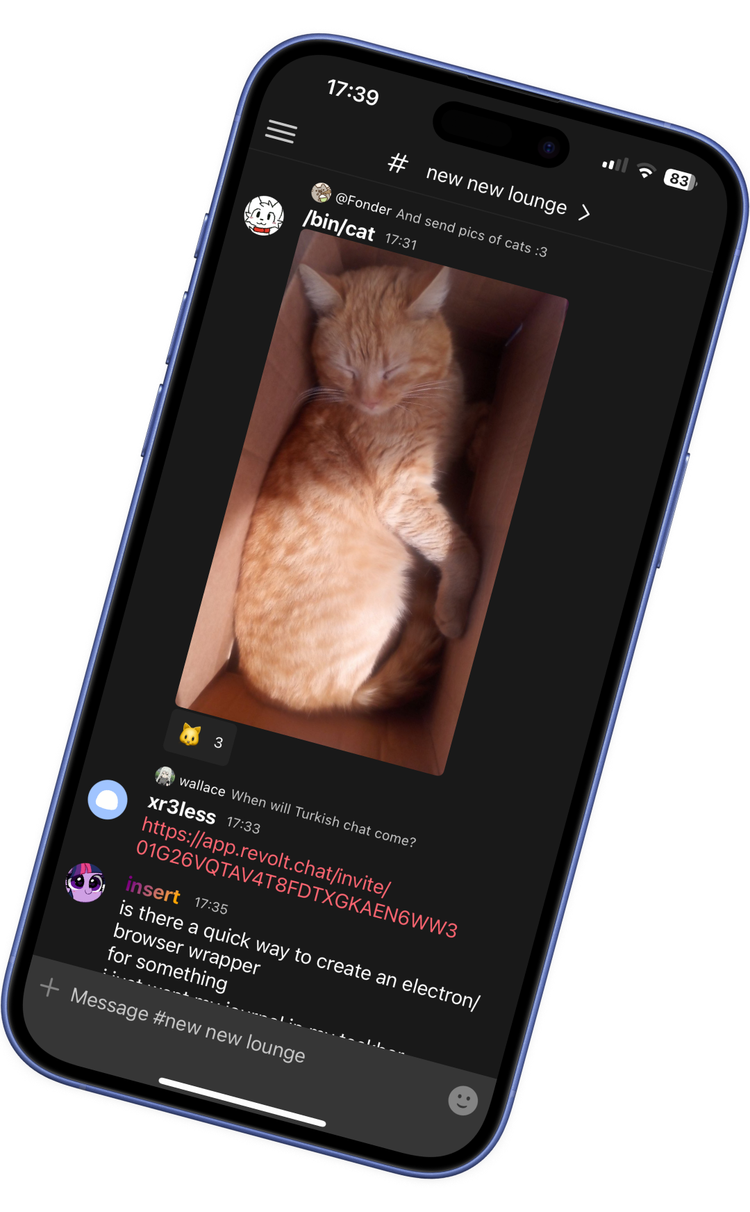 Screenshot of Stoat on an iPhone