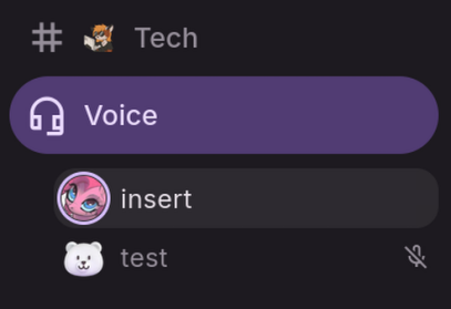 Screenshot showing users in a voice chat in the sidebar